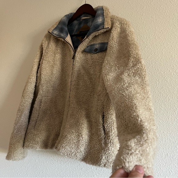 Pendleton Cream Sherpa Shearling Fuzzy Fleece Zip Up Jacket Women's Size Medium - Picture 9 of 14